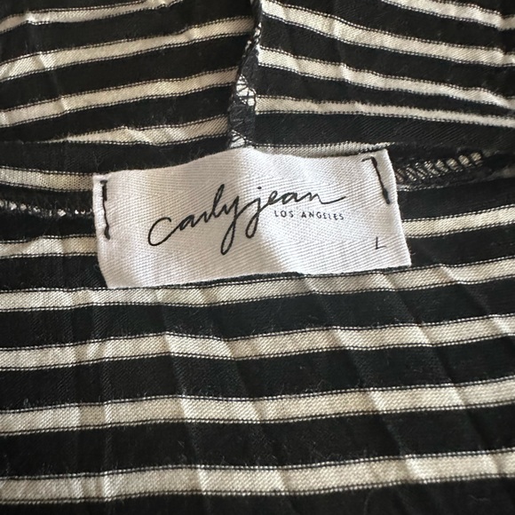 New Carly Jean Los Angeles Sia black white striped cardigan kimono hoodie CJLA - Picture 4 of 5